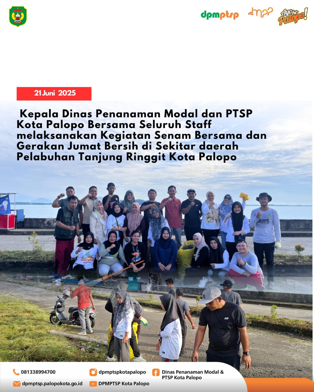 DPMPTSP Palopo Ikuti Senam Bersama dan Kerja Bakti di Sekitar Pelabuhan Tanjung Ringgit